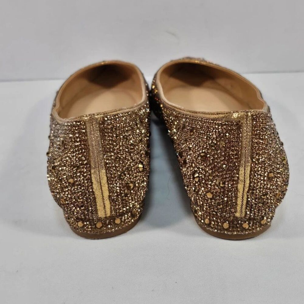 Betsey Johnson Jude Gold Rhinestone Pointed Toe Flats Size 11 M Glam Party - Picture 3 of 8